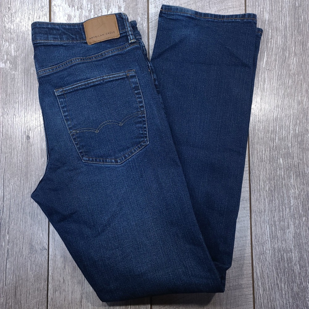 American Eagle Jeans Mens 32x36 Blue Relaxed Straight Airflex+ Dark Wash